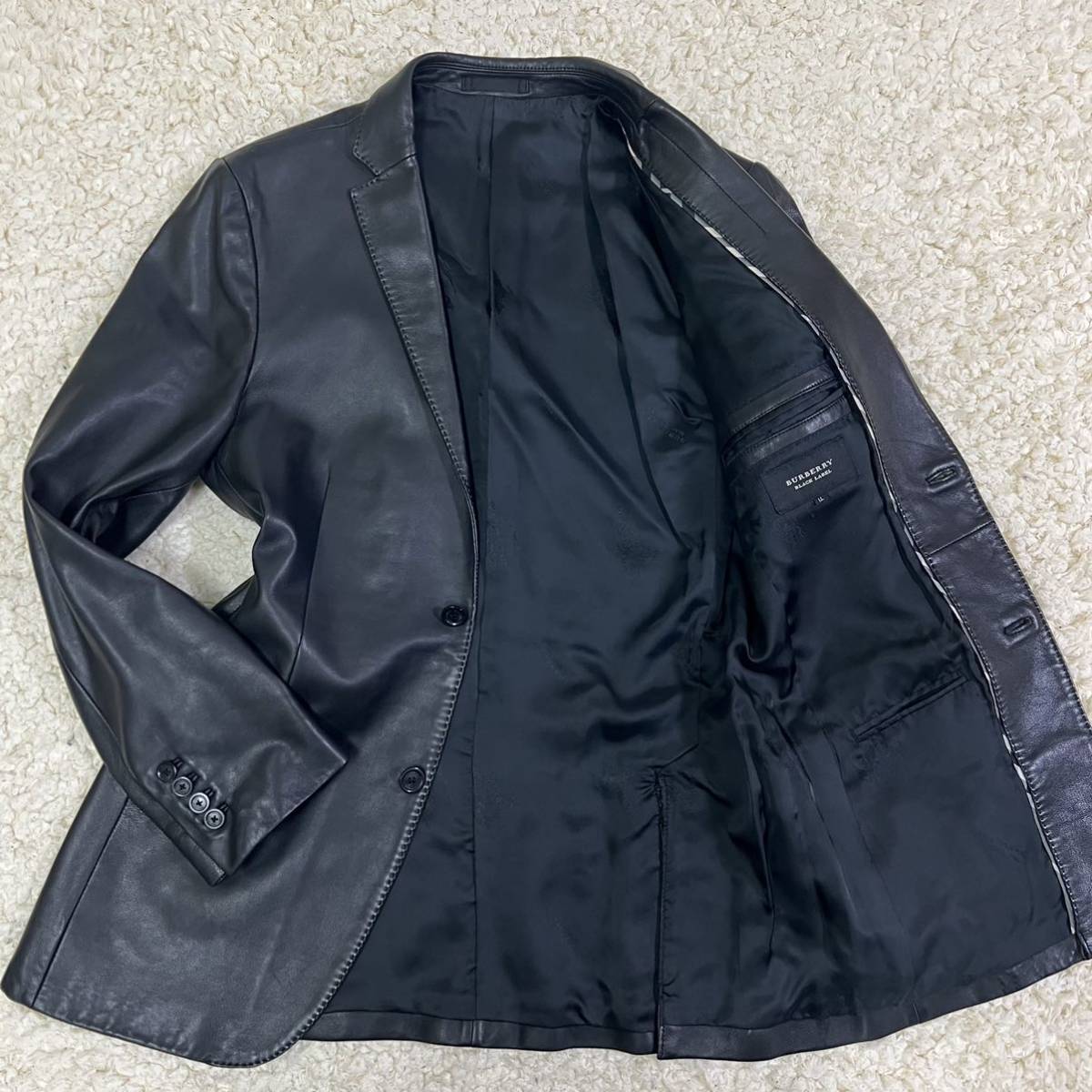  LL 極 バーバリーブラックレーベル 入手困難 BIGホース ラム レザー テーラードジャケット 羊革 BURBERRY BLACK LABEL XL 黒(ジャケット、上着)｜売買されたオークション情報、yahooの商品情報をアー 男性用