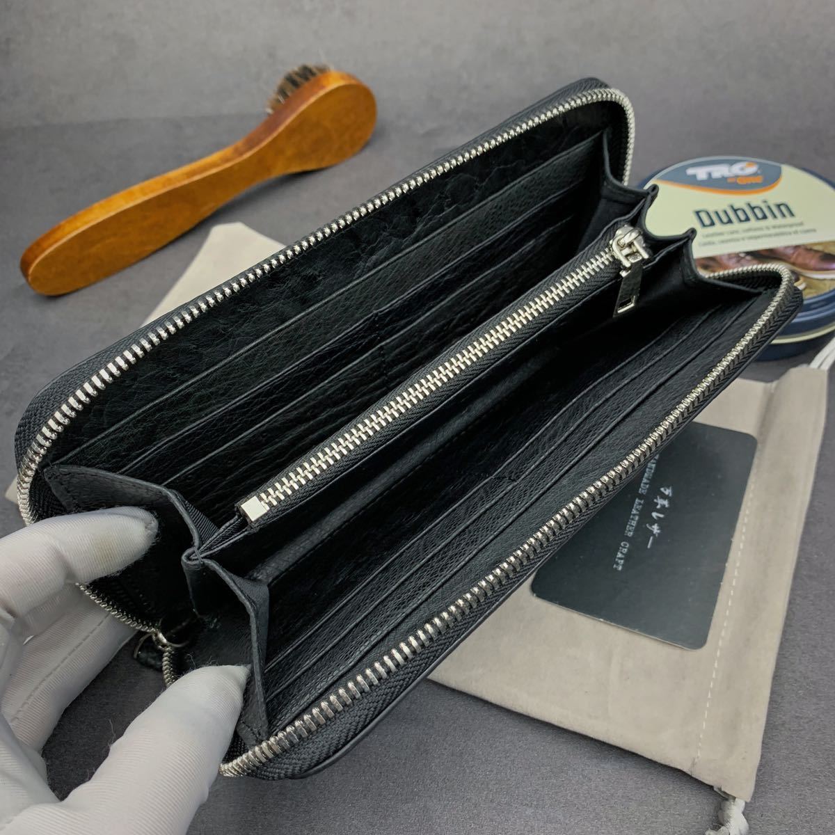 クロコダイル  本物ワニ革  長財布  ラウンドファスナー 内装オーストリッチ クロコダイル 長財布(ラウンドファスナー/オーストリッチ内装/センター