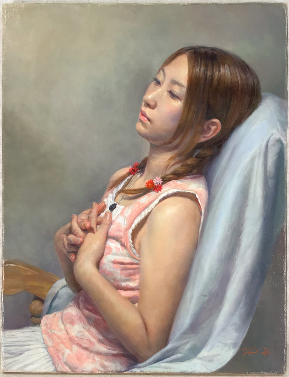 福井欧夏(1968-)○写実絵画○油彩10号『ガーベラ』作家HP掲載