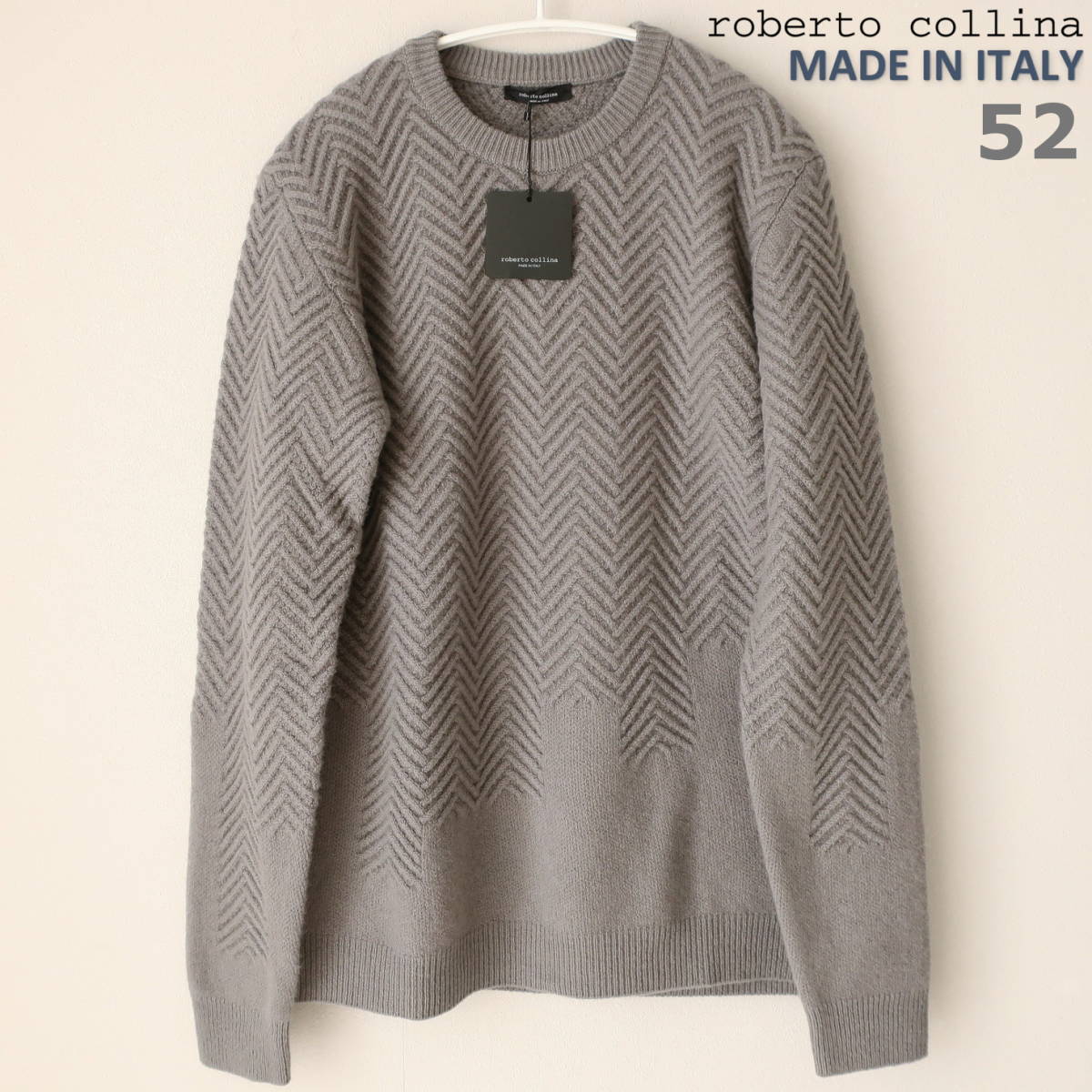 HOT，定番 roberto collina ロベルトコリーナ イタリア製 高級 メンズ ニット ケーブルニット ウール セーター 丸首 長袖 グレー 52 XL XXL 2XL(XLサイズ以上)｜売買されたオークション情報、yahooの商品情報をア XLサイズ以上
