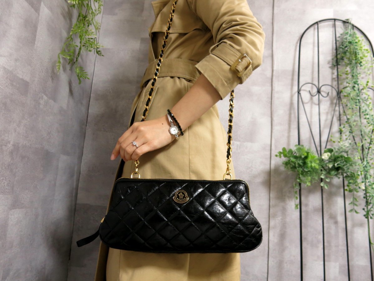 ○超美品○MONCLER モンクレール○しわ加工 キルティング レザー 本革 