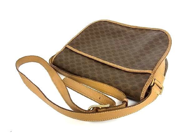 1円 CELINE セリーヌ PVC×レザー マカダム柄 ゴールド金具 ショルダー 