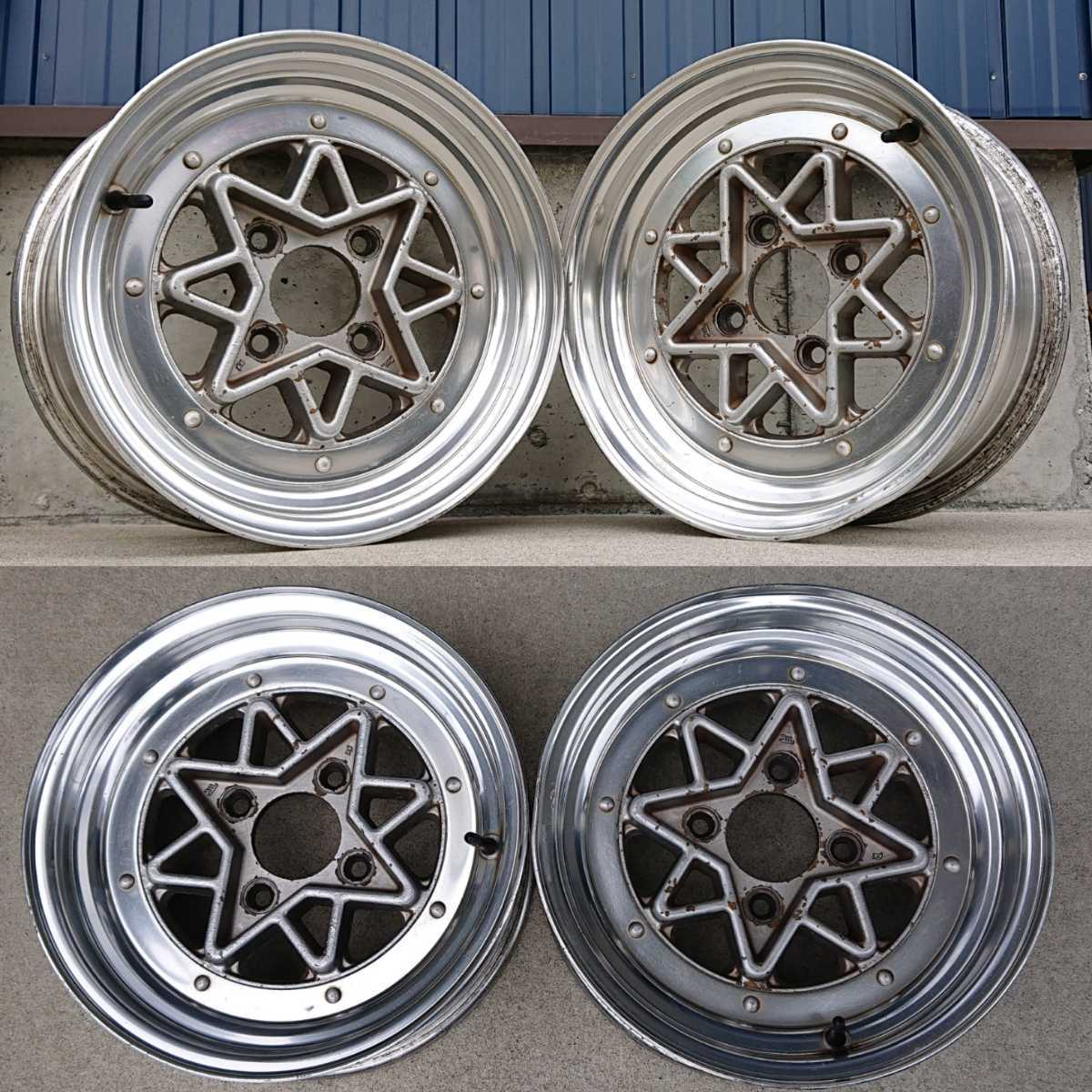深リム 当時物 旧車 TECHNO RACING 13インチ 6J+15 4H-114.3 中古
