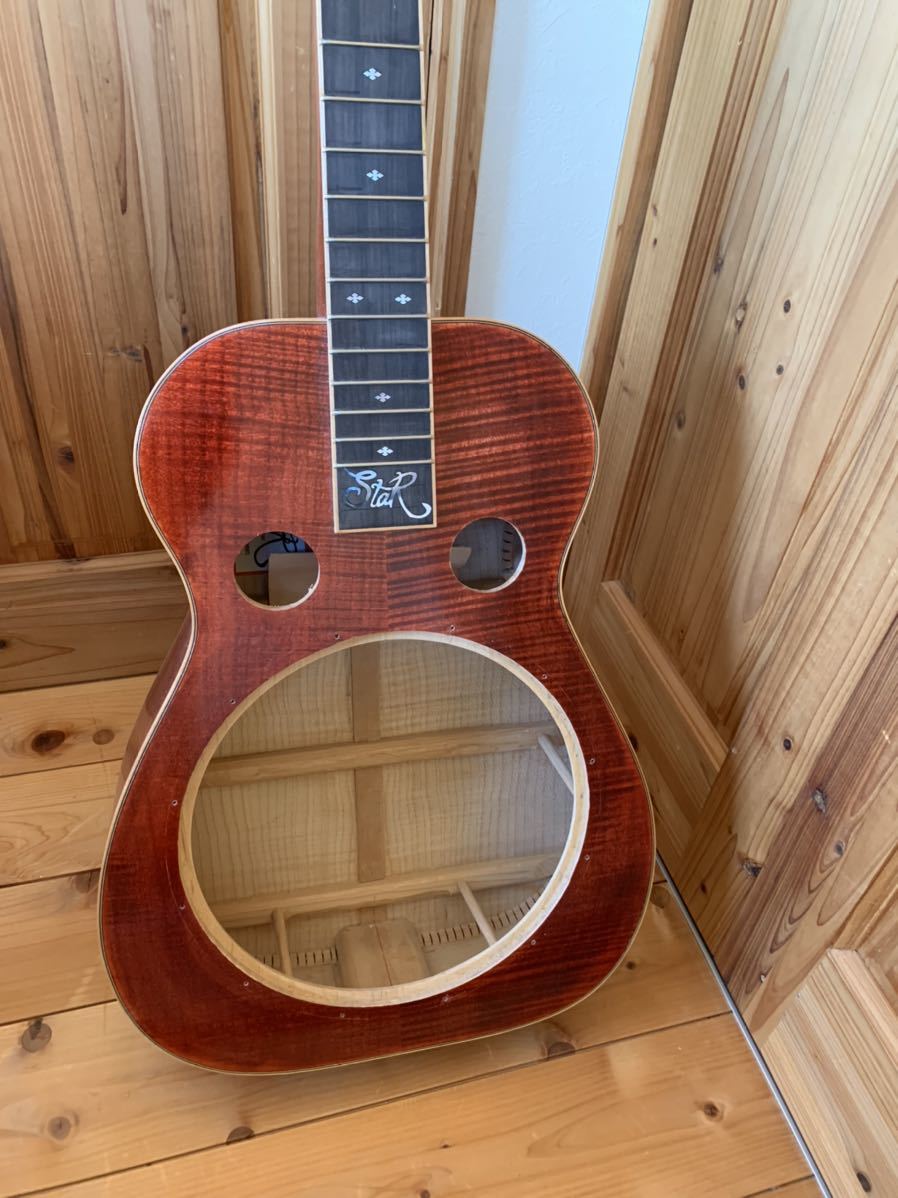 リゾネーターギター　スクエアネック　ジャンク　材料取り　メイプル　トラ目　AAA 