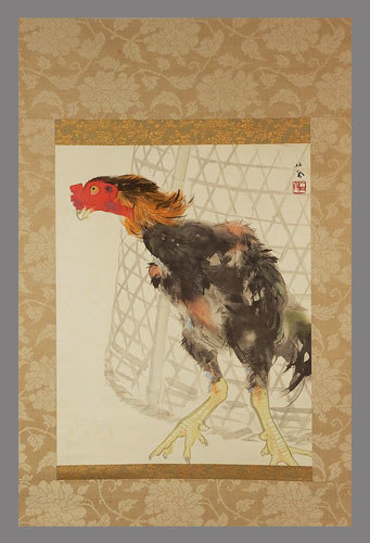 真作】竹内栖鳳「春寒」軸 掛軸 水墨 共箱 /古画 肉筆 山水 花鳥 鳥獣