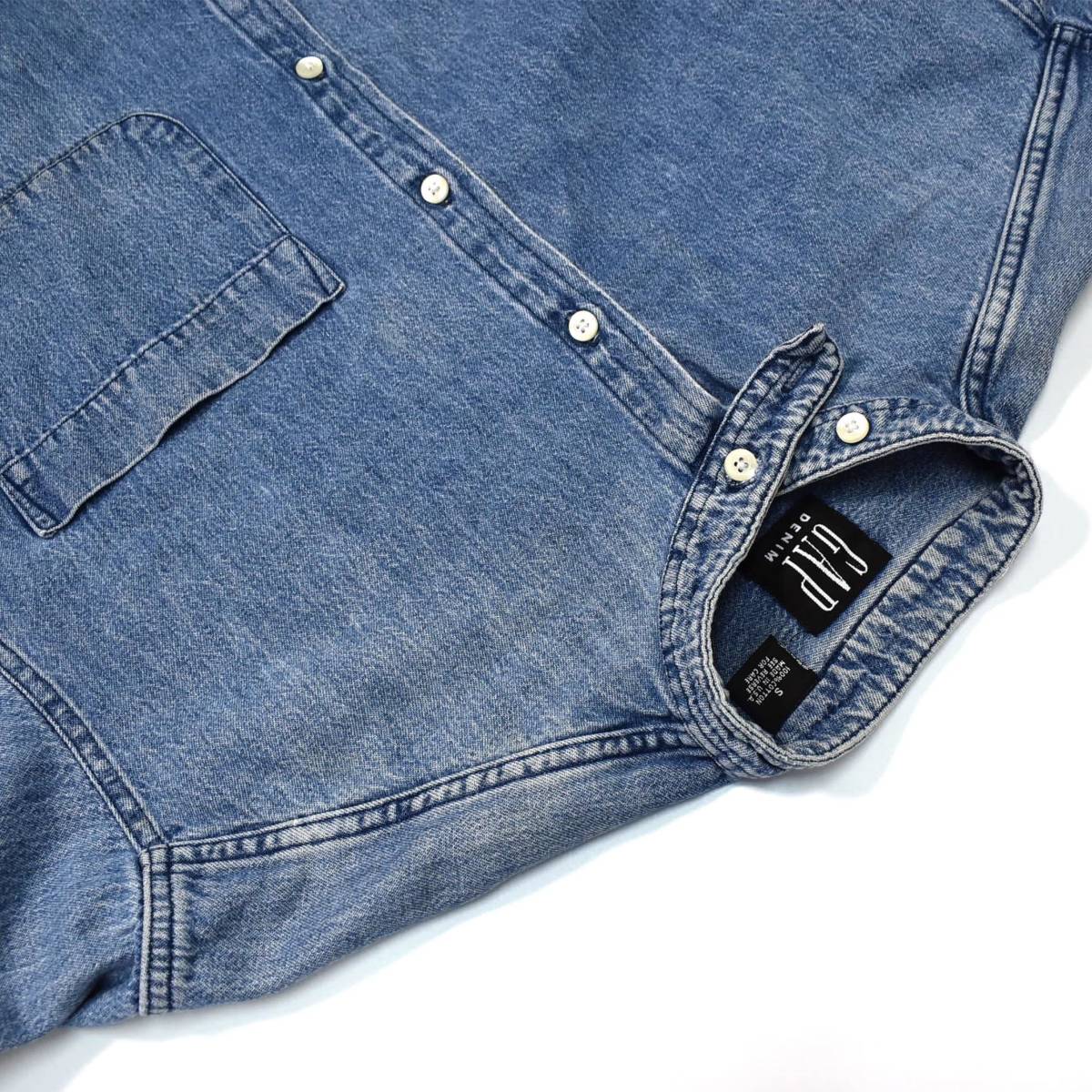 S] 90s OLD GAP バンドカラー デニム シャツ USA製 オールド ギャップ  