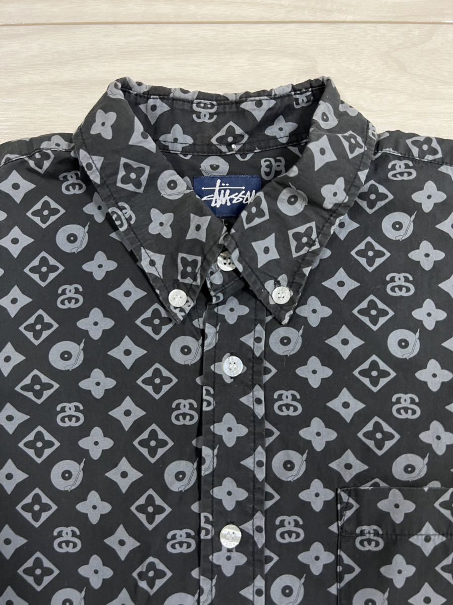 激レア USA製 90's OLD STUSSY ステューシー モノグラム柄 ボタン
