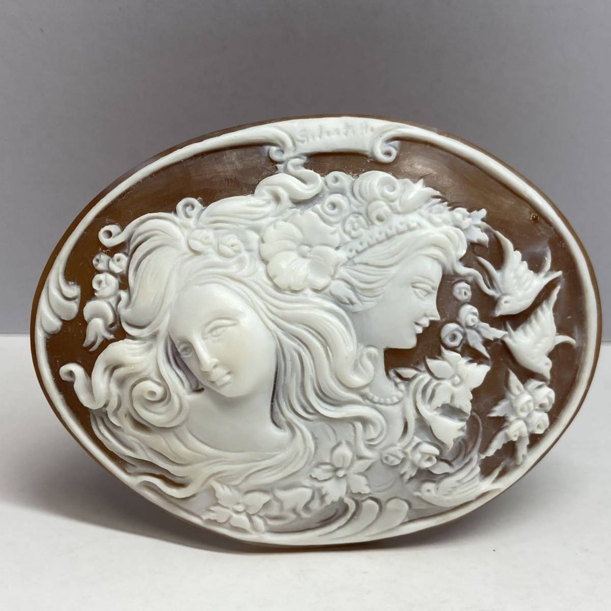 シェルカメオ 20.6g］75.35×58.00mm ルース 裸石 shell CAMEO