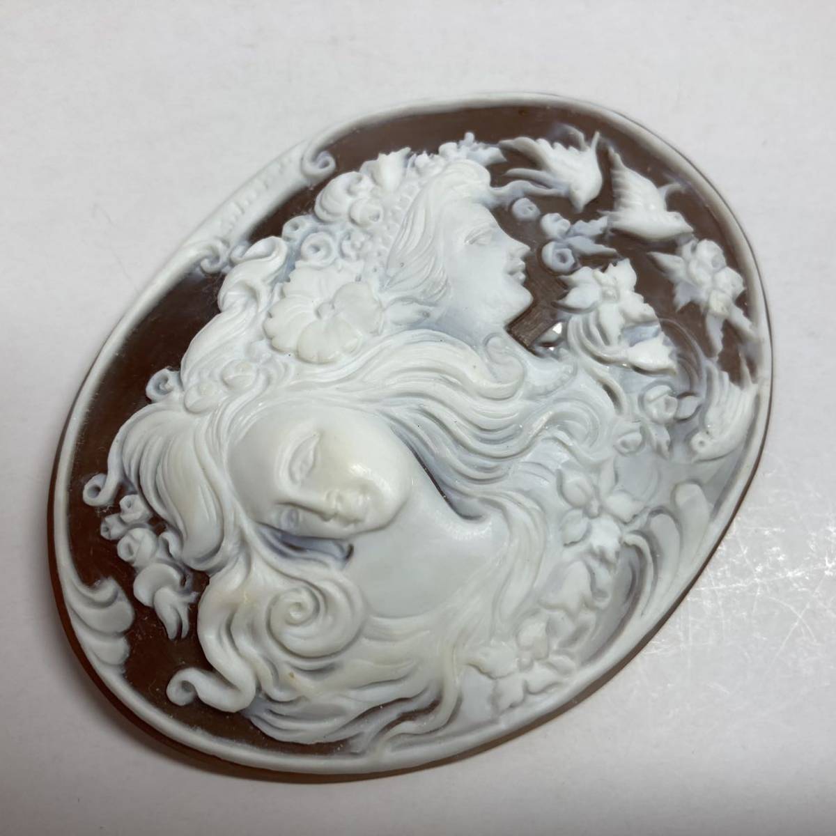 シェルカメオ 20.6g］75.35×58.00mm ルース 裸石 shell CAMEO