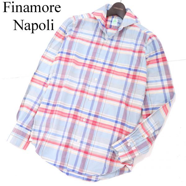 イタリア製☆ Finamore Napoli フィナモレ 通年☆ 長袖 ホリゾンタル 