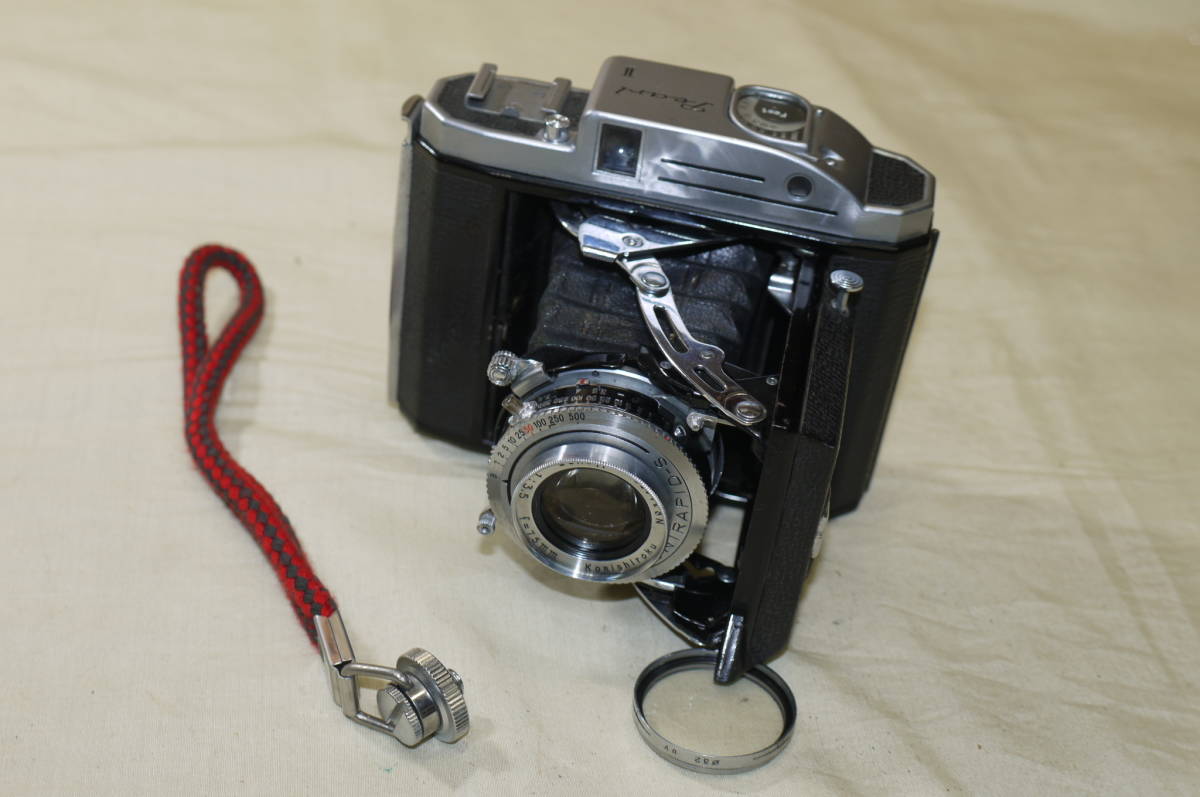 ベスト ☆ Konica 蛇腹カメラ 「コニカ Pearl Ⅱ ヘキサー75mm F3.5付