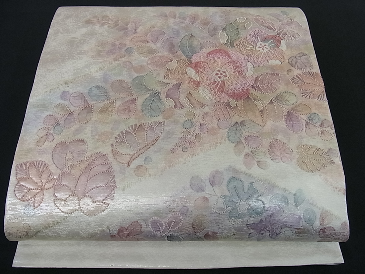 花美人着物□中国三大刺繍 太鼓柄袋帯 逸品 中国三大刺繍