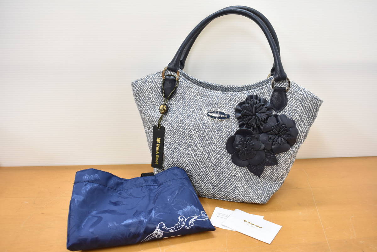 未使用】Think Bee！/シンクビー！ ネイビーロゼッタ トートバッグ  