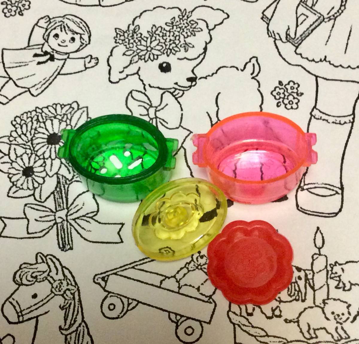 昭和レトロ グリコ おまけ＊むしなべ 鍋＊湯飲みセット 茶托 グリコ