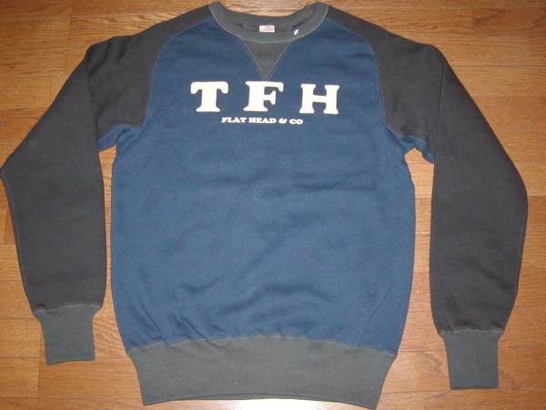 新品フラットヘッドFLAT HEADラグラン両VスウェットNAVY.BLACK L 