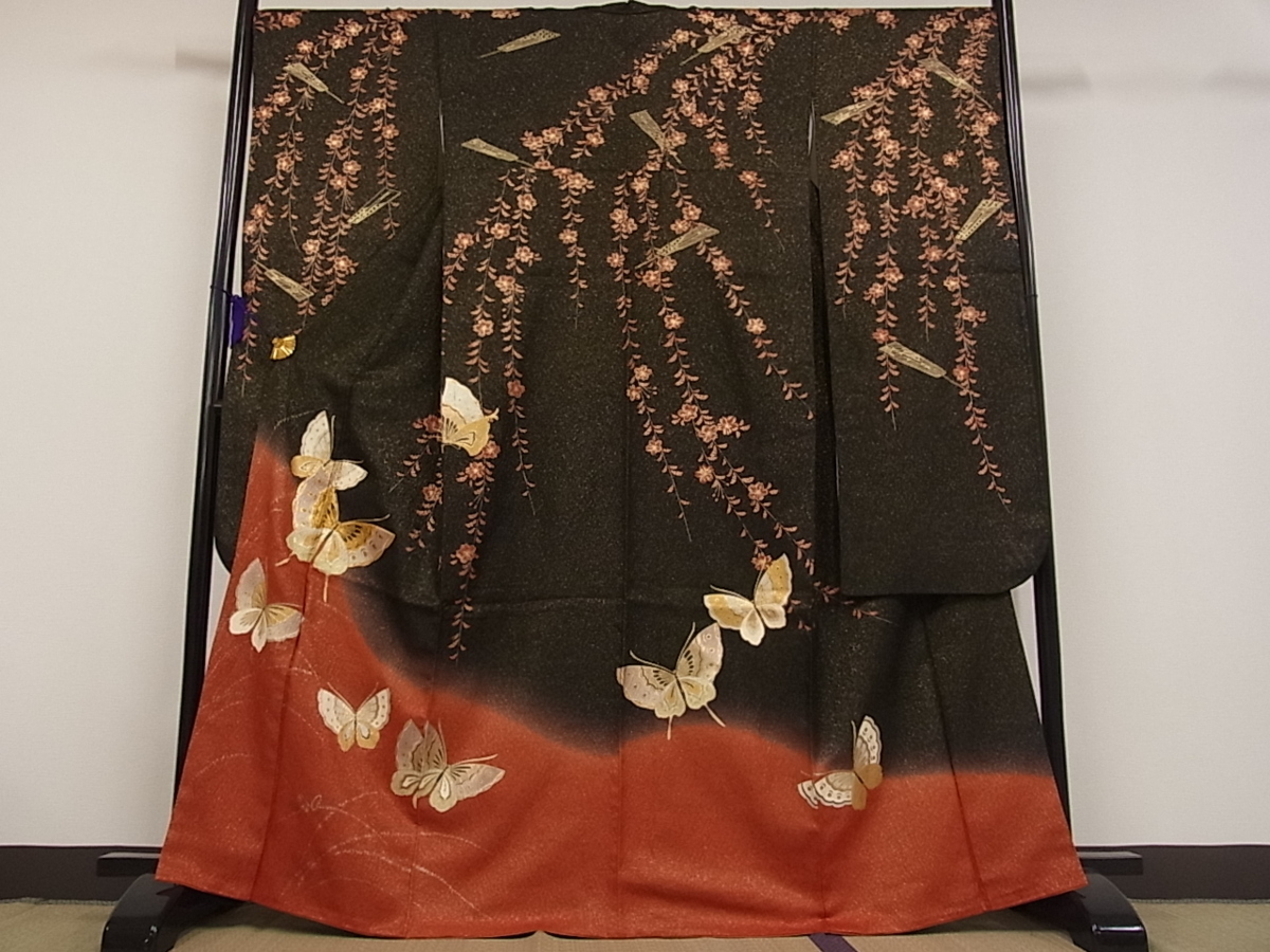 金彩 駒刺繍 暈し染め 正絹 逸品 着物屋こころ□豪華振袖 平和屋-