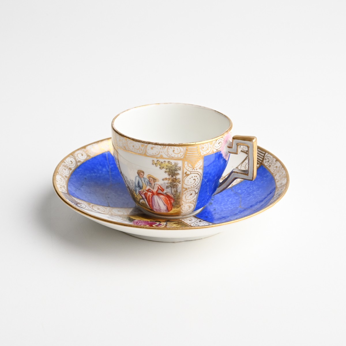 アンティークティーセット Meissen カップ&ソーサー AUGUSTUS REX 金彩 ドイツ デミタス コーヒー