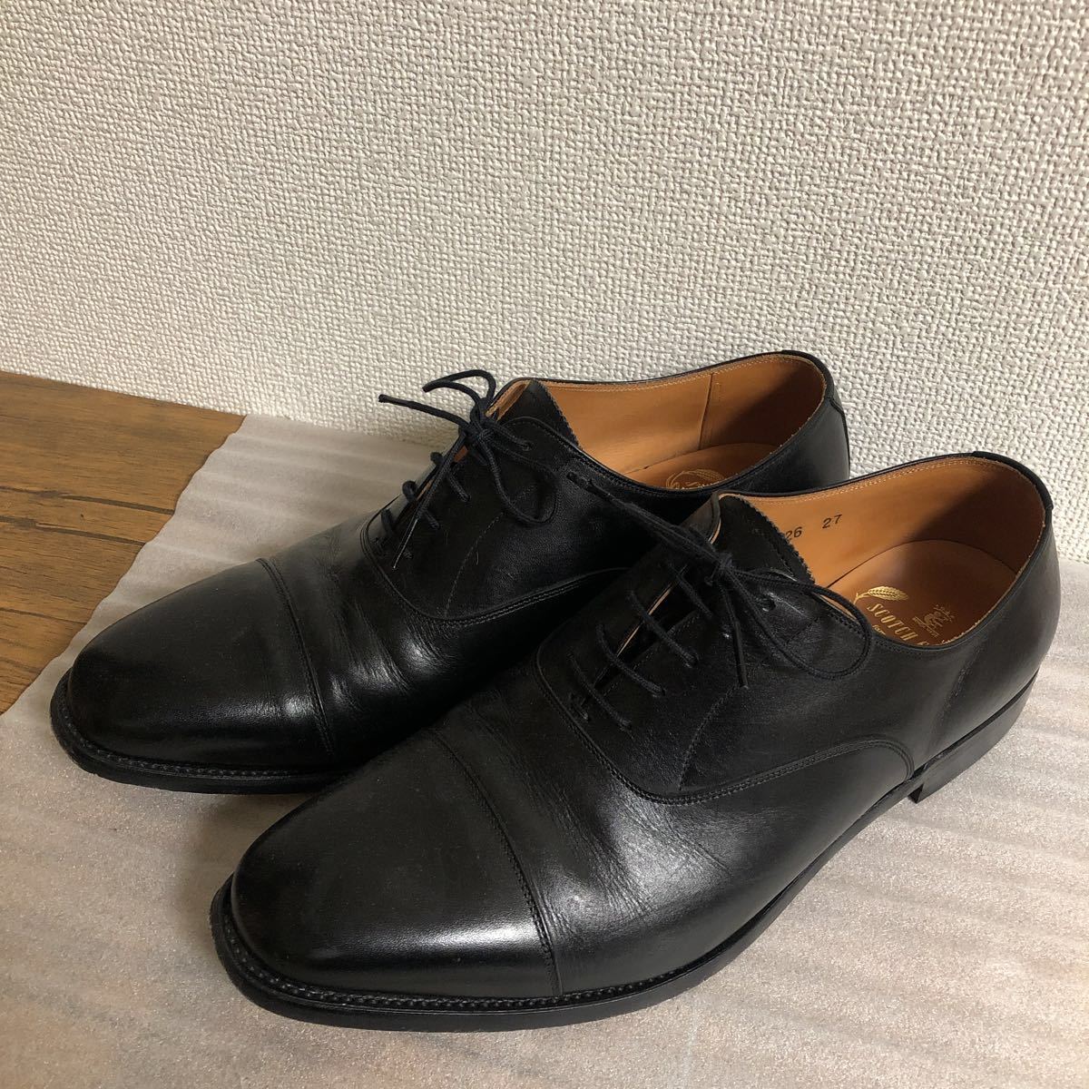 低価，限定セール SCOTCH GRAINレザーシューズ 27㎝ EEE レースアップシューズ ブラック スコッチグレイン(27.0cm)｜売買されたオークション情報、yahooの商品情報をアーカイブ公開 - オークファン 27.0cm