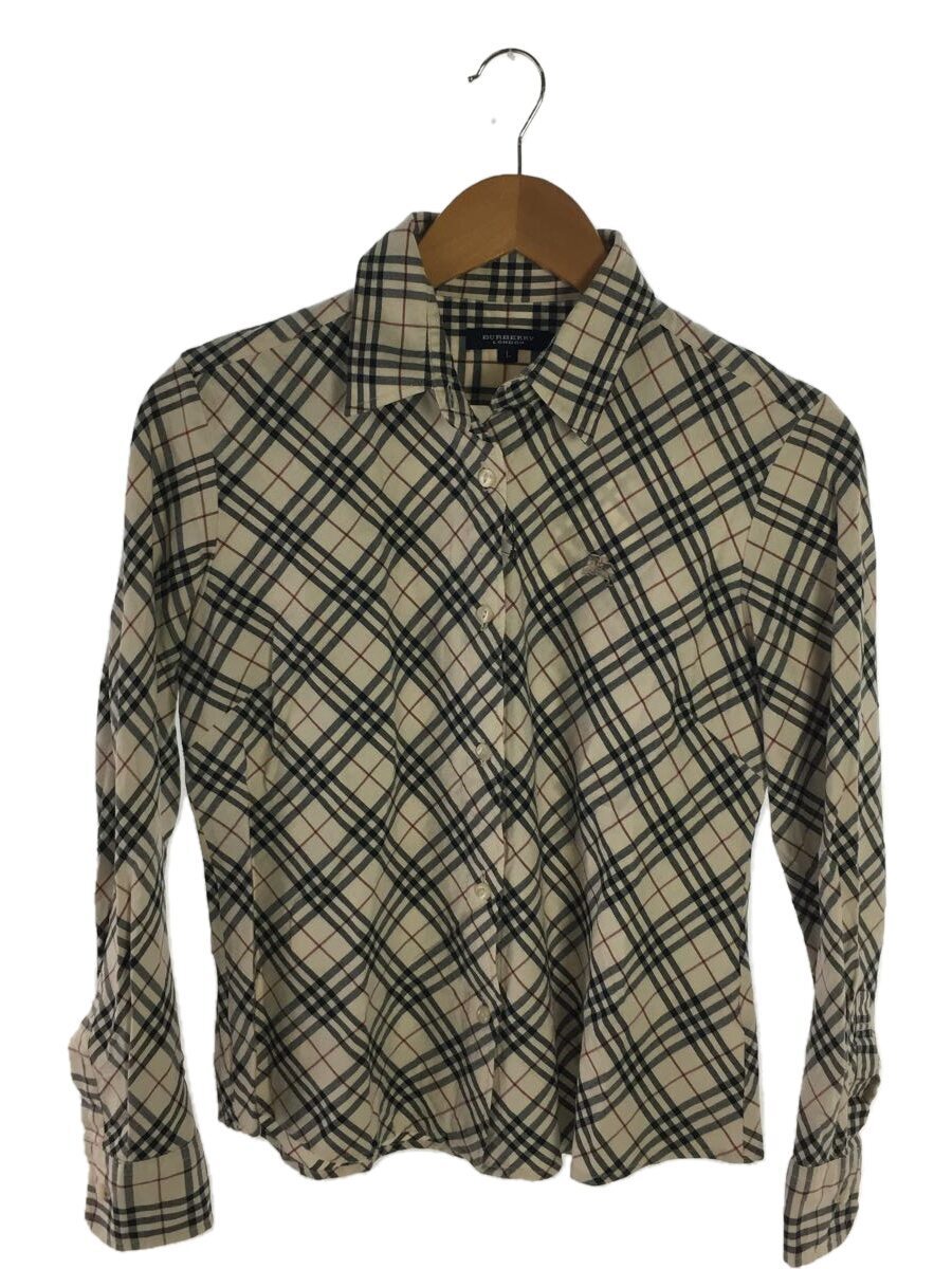 BURBERRY LONDON◇長袖ブラウス/L/コットン/BEG/チェック 長袖