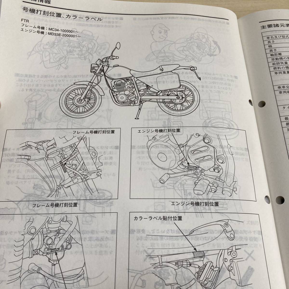 ホンダ サービスマニュアル FTR FTR223y（BA-MC34）軽ニ HONDA FTR