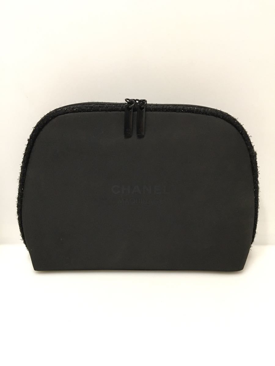 3-33 CHANEL MAQUILLAGE シャネル ノベルティ ポーチ 黒 ツイード
