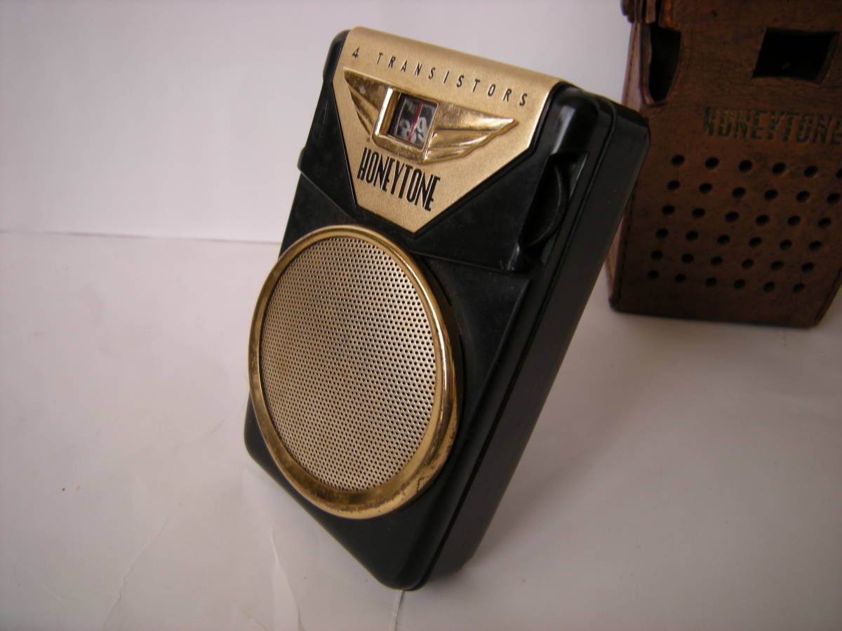 トランジスタラジオ HONEYTONE 革ケース G-405 4690 6石