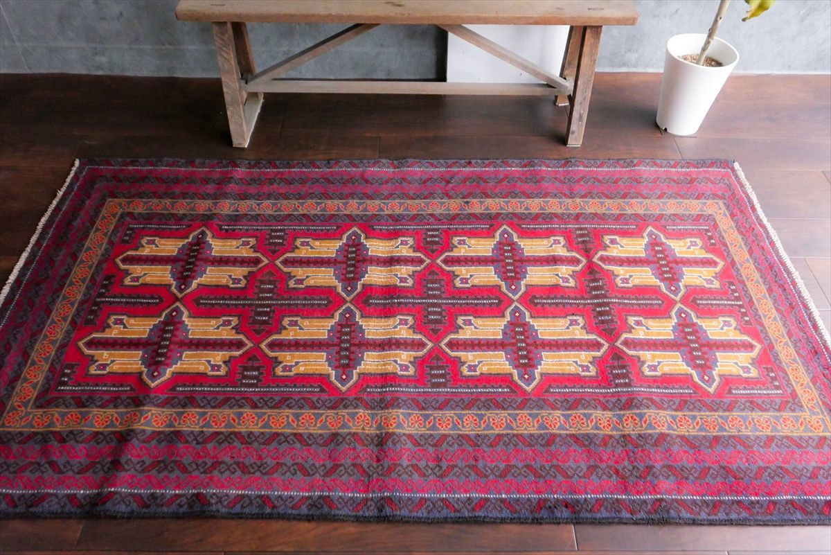 【日本一安いRug Store SophoraWholesale】196×112cm 手織り 絨毯 カーペット ヴィンテージ ラグ ペルシャ絨毯 aL1217002