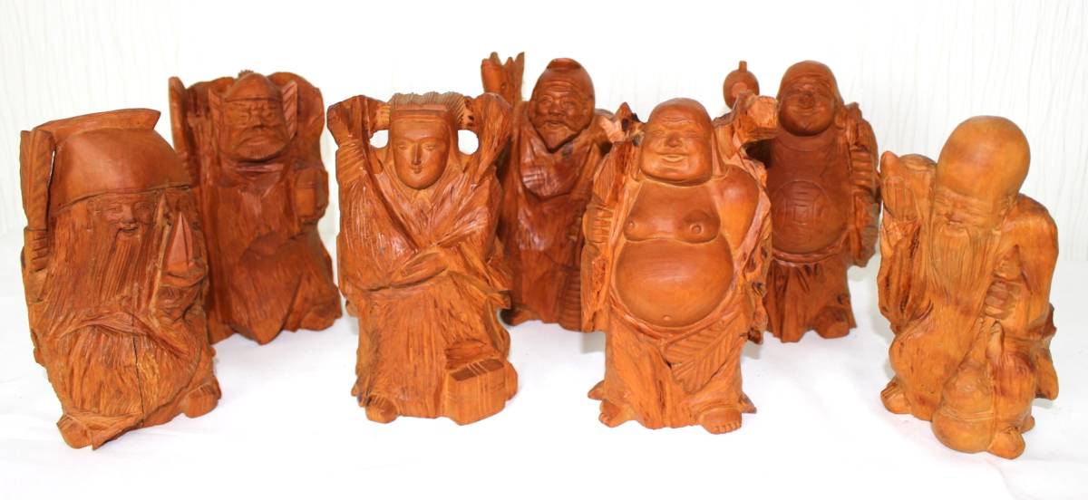 置物 木彫り 七福神 商売繁盛 縁起物 飾り物 彫刻 彫り物 骨董品 骨董 