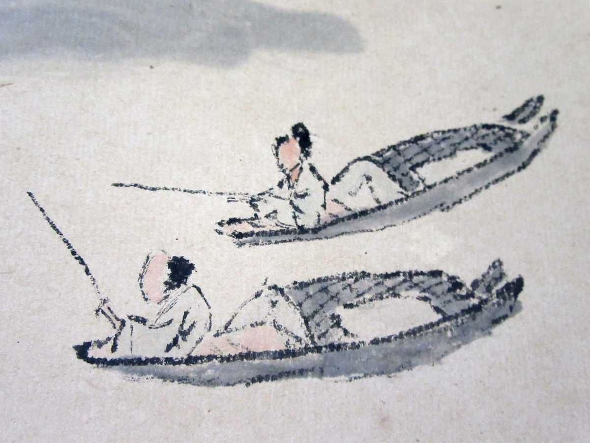 桃源図 山水長巻 掛軸 70×330cm 中国山水画 掛軸（本紙のみ）：中国「山水」／J-220126☆ 【公式通販】