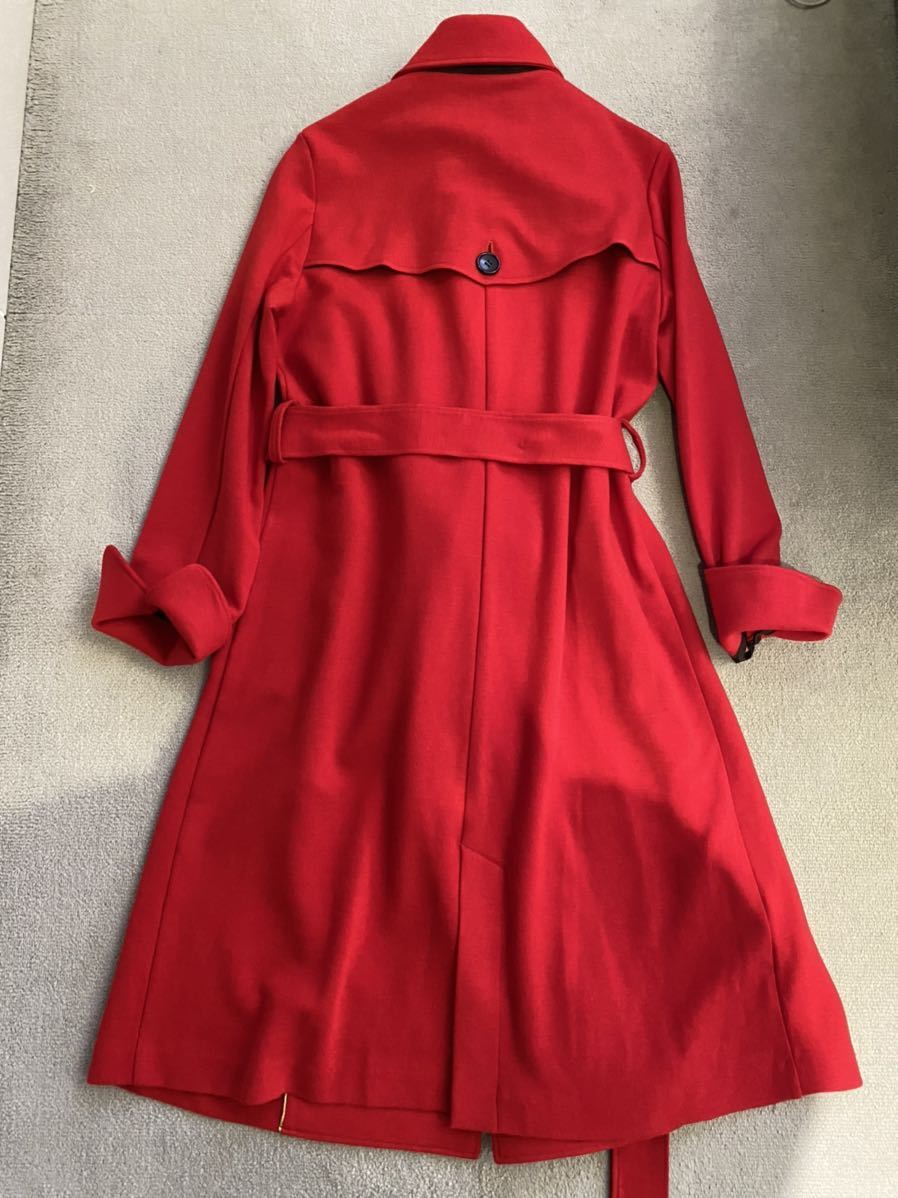 【Regina Romantico】美品！トレンチコート　ロングコート　38 レジーナロマンティコ ジャージ素材 トレンチコート 赤#38 美品(M