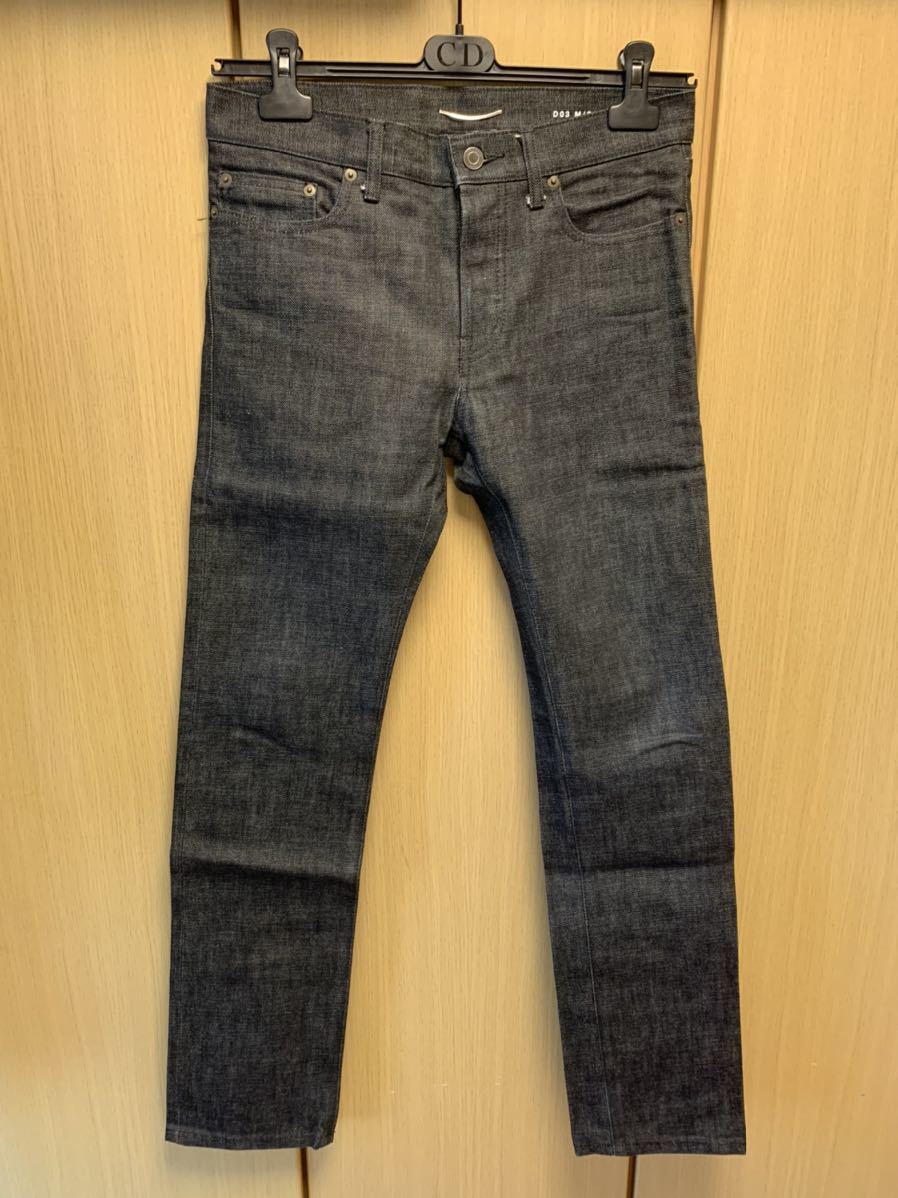 正規 13SS SAINT LAURENT PARIS サンローランパリ サンローラン パリ Hedi Slimane エディ期 リジッド ブラック ストレート デニム 黒 28