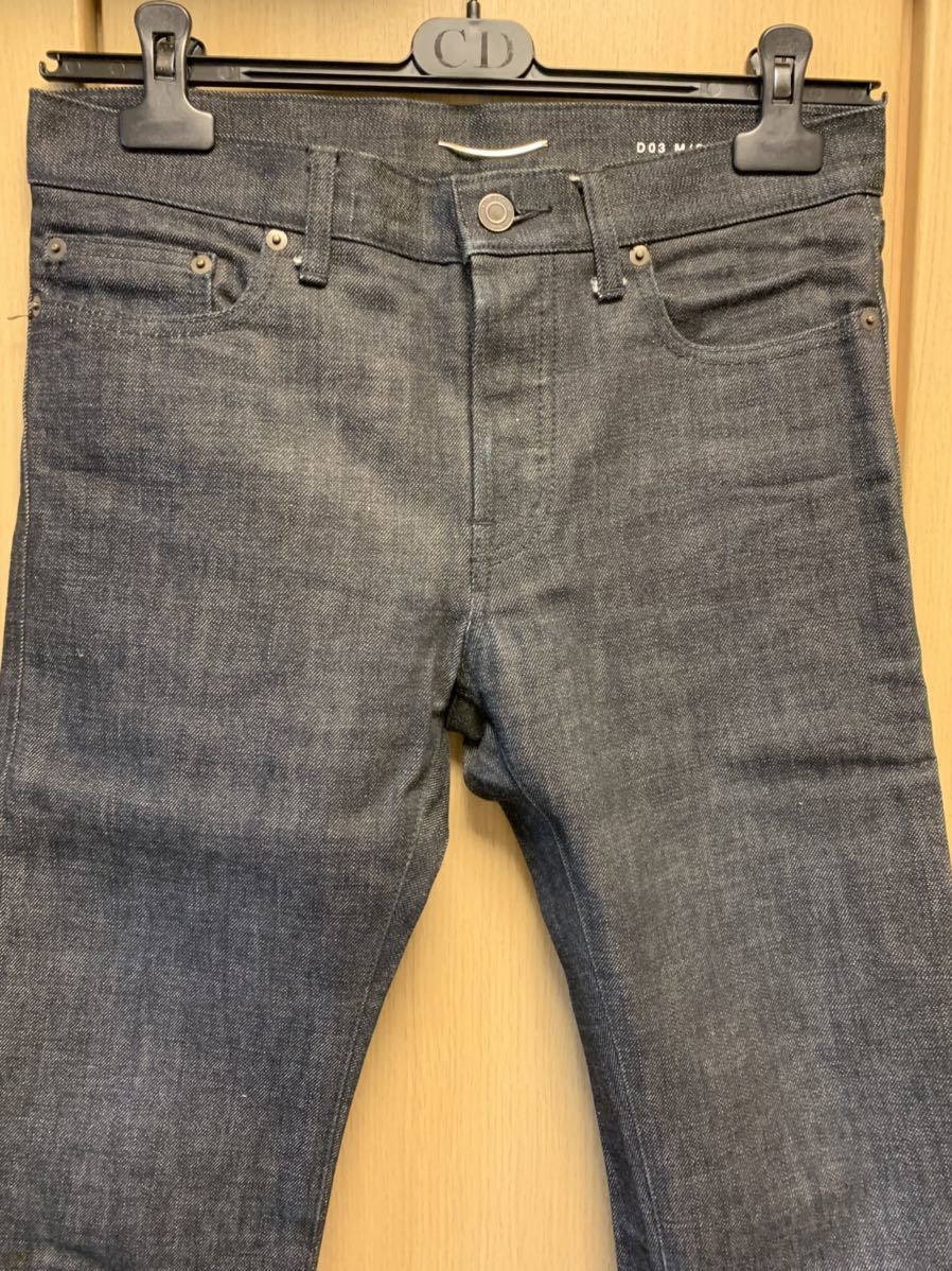 正規 13SS SAINT LAURENT PARIS サンローランパリ サンローラン パリ Hedi Slimane エディ期 リジッド ブラック ストレート デニム 黒 28