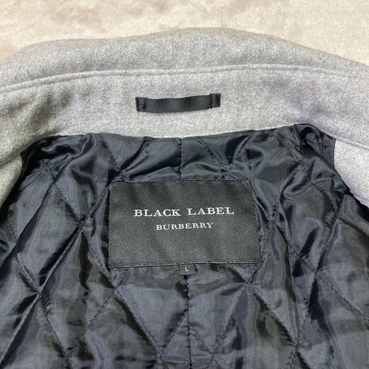 美品 バーバリー ブラックレーベル メルトンウール シングル Pコート