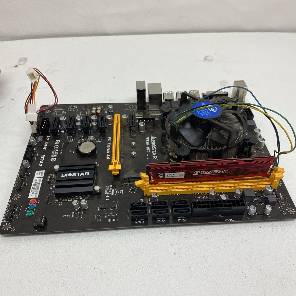 Y0126S マザーボード BIOSTAR TB250-BTC VER 6.0 CPU G3900 G3930 celeron 8GB  SSD256GB メモリ SSD 基盤 INTEL 純正 E97379-003 ファン