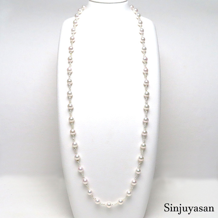 真珠屋さん 2本ロング【ホワイトピンク】8.5～8.0mm 83cm 芥子 アコヤ