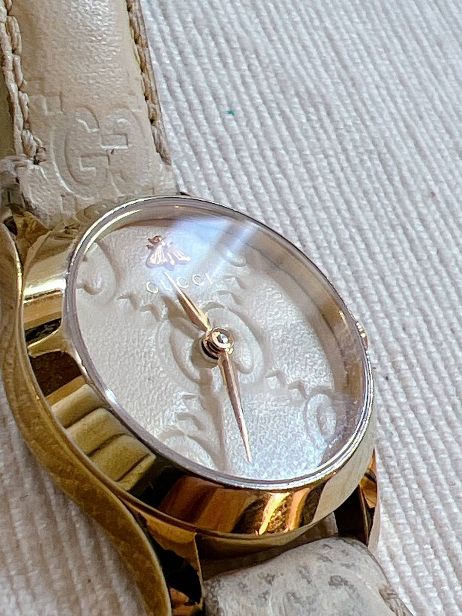 新品電池⁄稼働GUCCI グッチ 腕時計 レディース ホワイト文字盤