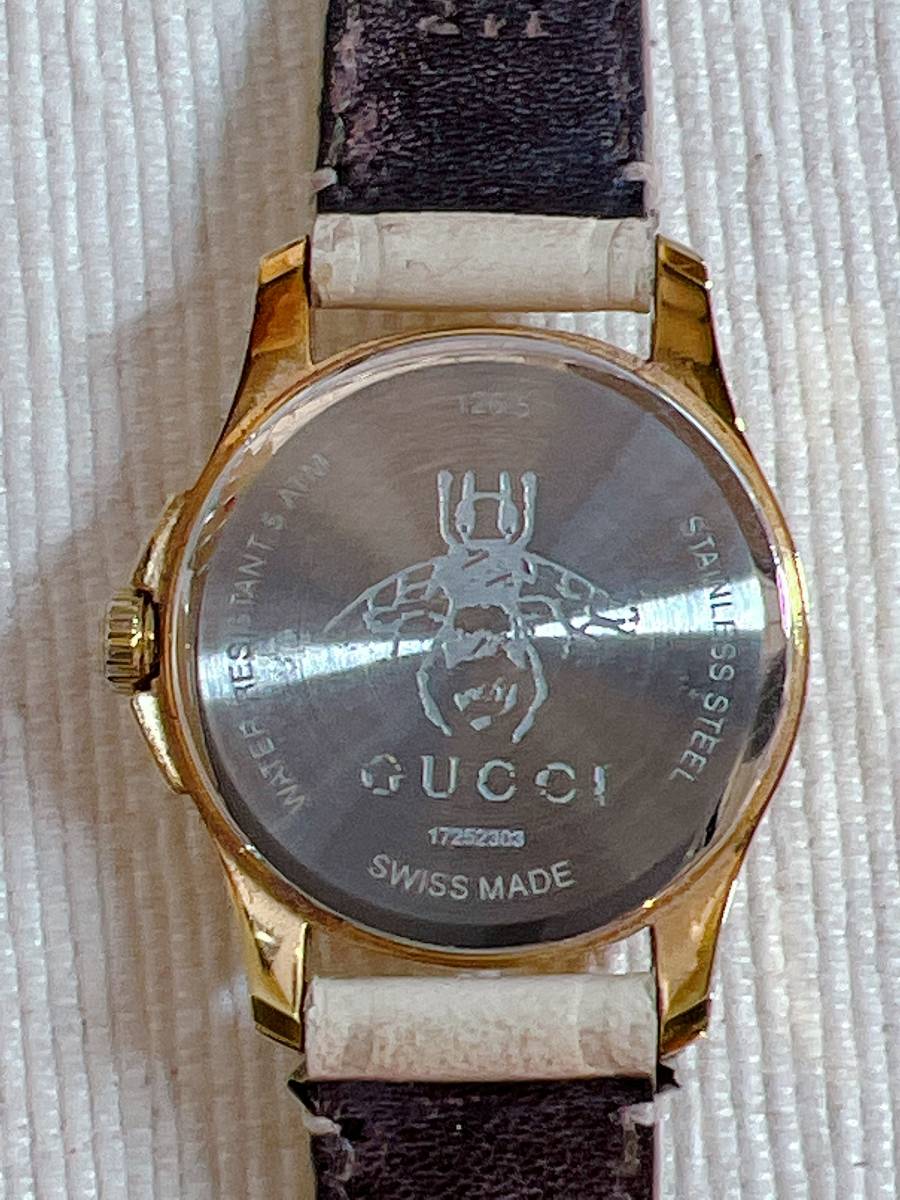 新品電池⁄稼働GUCCI グッチ 腕時計 レディース ホワイト文字盤