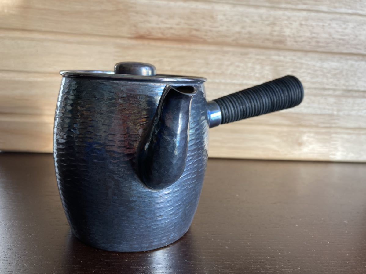 急須 煎茶道具 いぶし銀 Yahoo!オークション 横手 銀瓶 槌目 茶器 純銀