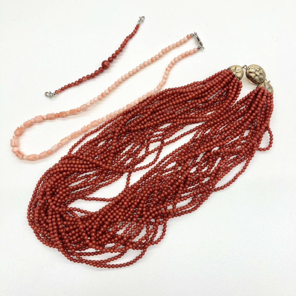 血赤珊瑚 桃色珊瑚 6点 まとめ 帯留め ネックレス ブローチ 指輪 カフス