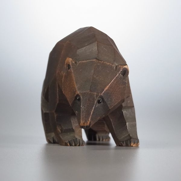 赤字超特価，豊富な TD770：古い木彫り熊 八雲 やくも 面彫り ガラス目