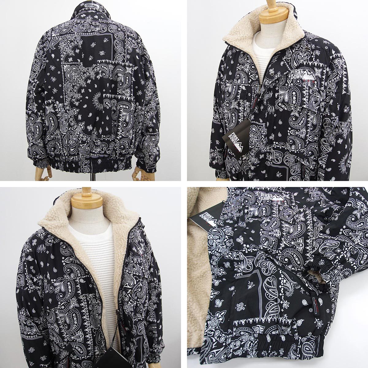 新品]ファーストダウン【S (日本M) 】ボアフリース＆バンダナ柄 