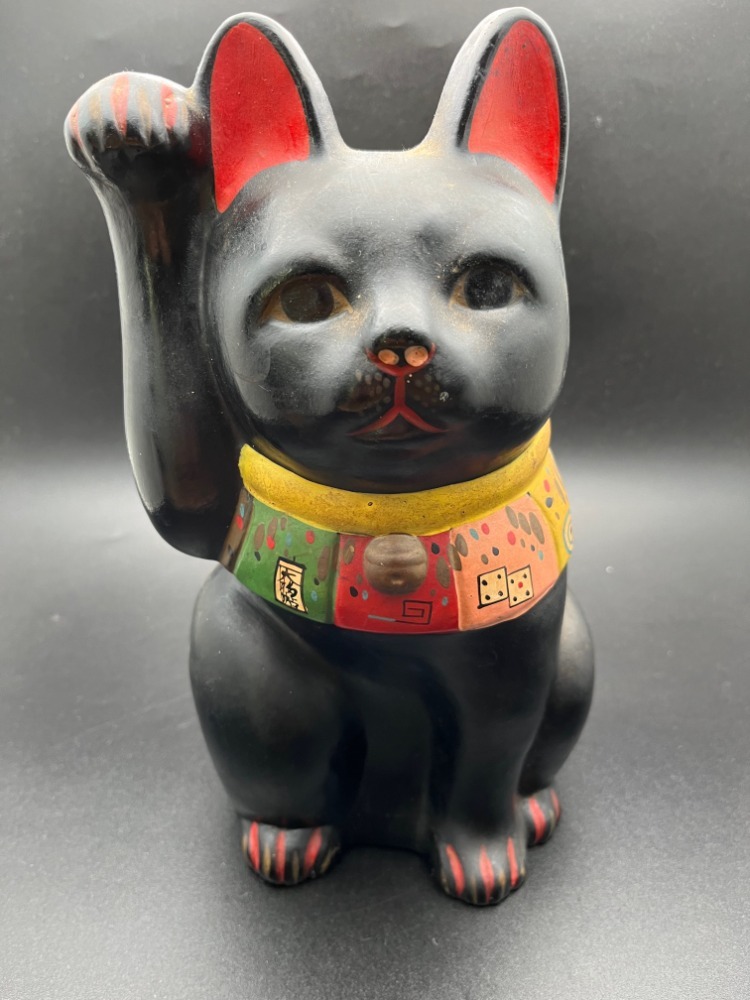 古い 土人形 招き猫 黒 高さ 27 8cm 時代 猫 置物(日本人形)｜売買されたオークション情報、yahooの商品情報をアーカイブ公開 - オークファン その他