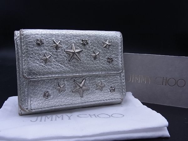 定番，新作登場 1円 JIMMY CHOO ジミーチュウ ネモ レザー スタースタッズ 三つ折り 財布 ミニウォレット 札入れ 小銭入れ シルバー系 Y7901uM(その他)｜売買されたオークション情報、yahooの商品情報をアーカイブ その他
