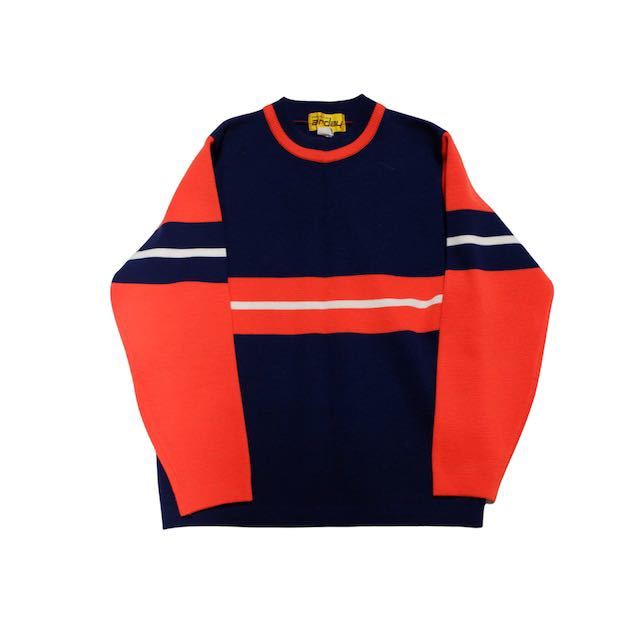 1980s スキー　デザイン　セーター　ニット　ビンテージ　古着　ライン アート　ウール