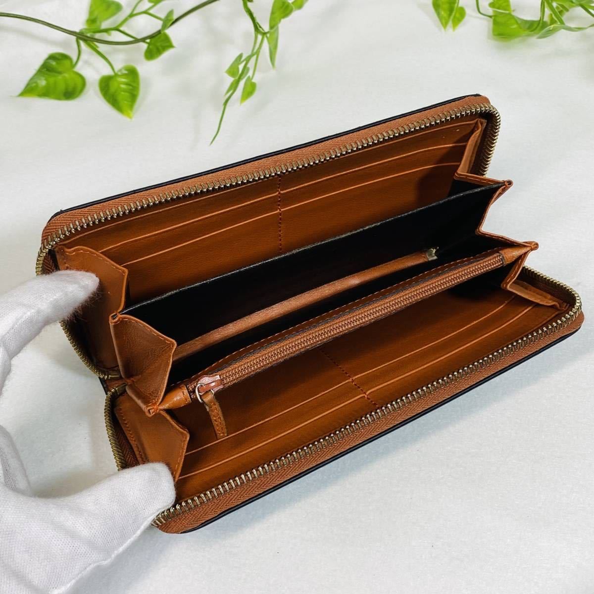 極美品〕GUCCI グッチ GGキャンバス ラウンドファスナー レザー 長財布 