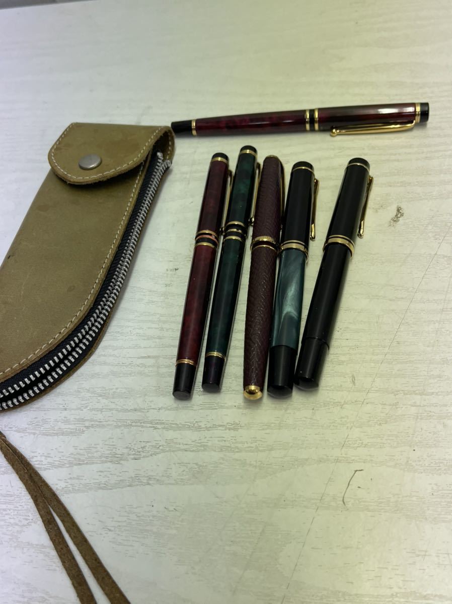 ♯ 万年筆 まとめ ジャンク品 インク漏れ 6本 ペンケース付き pilot 
