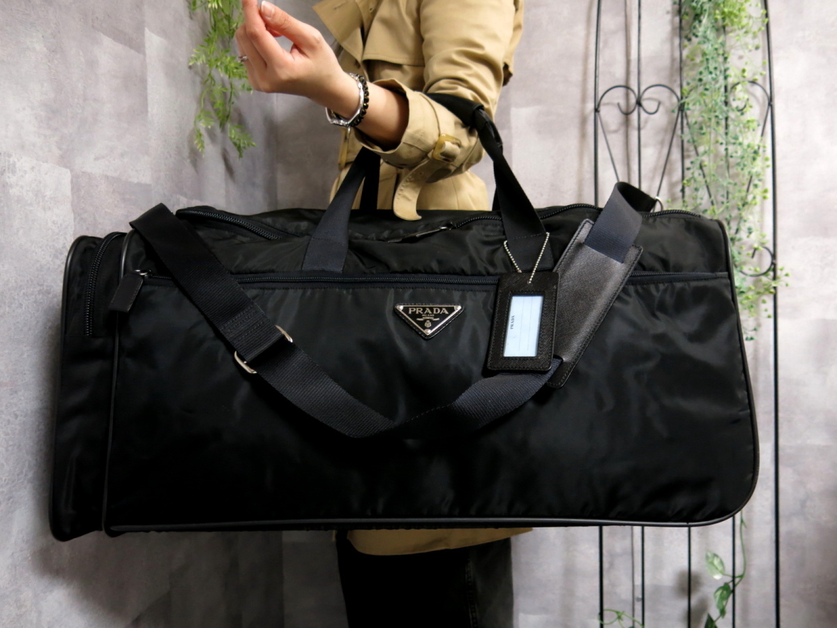良好 PRADA プラダ ナイロン レザー 三角ロゴプレート 斜め掛け 