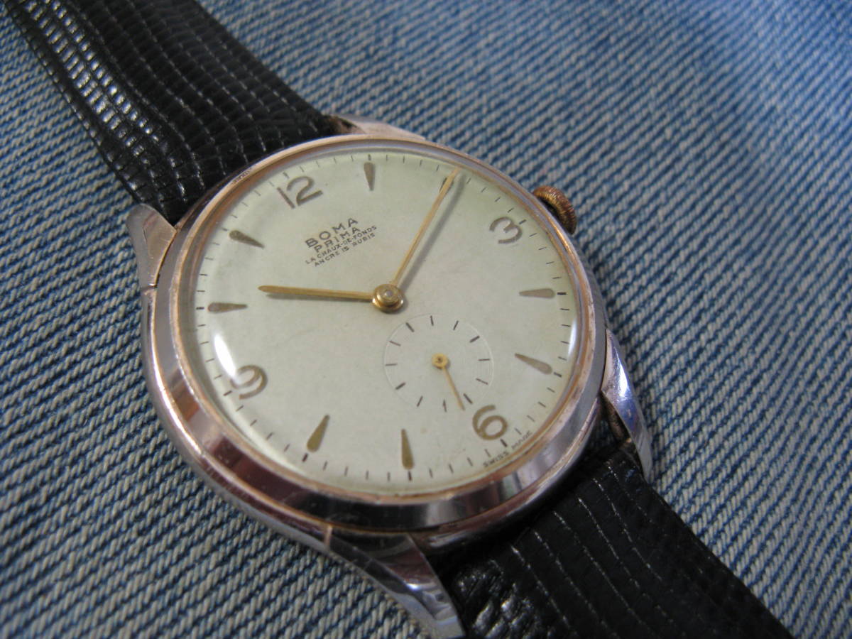 1950年代 BOMA スモセコ 大型ケース38.2mm アンティーク手巻腕時計 