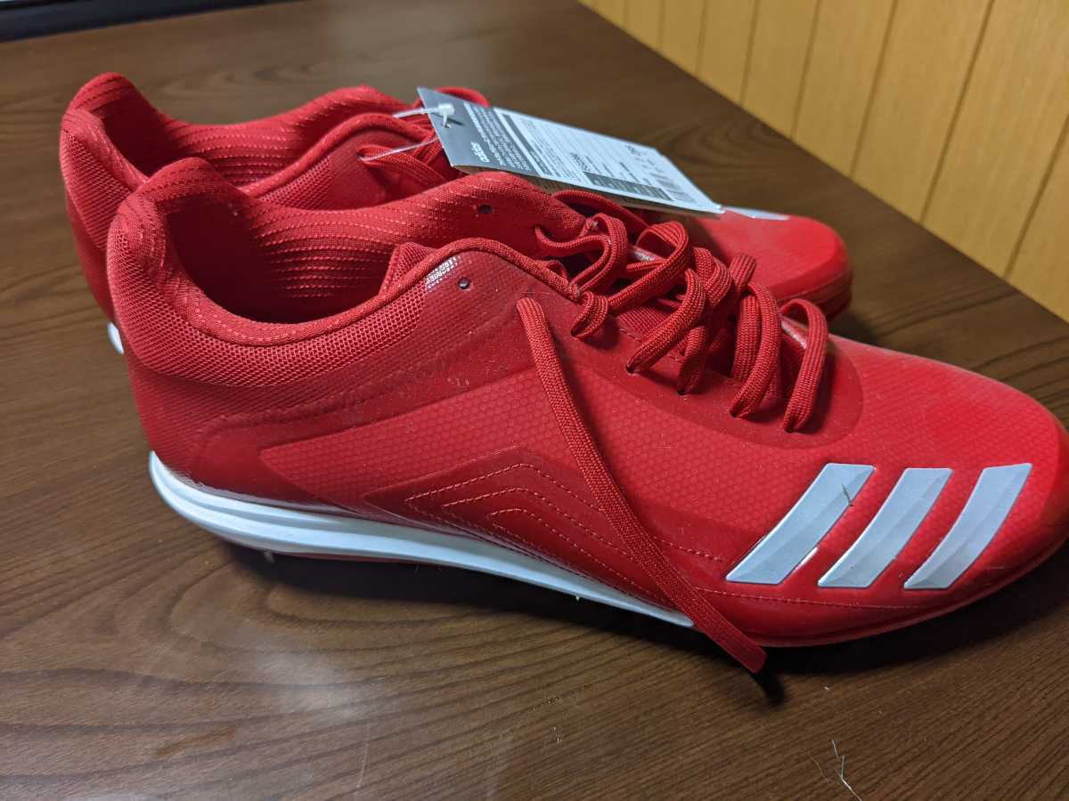 アディダス」adidas スパイク 野球 レッド 新品 28.5cm baseball 合皮 
