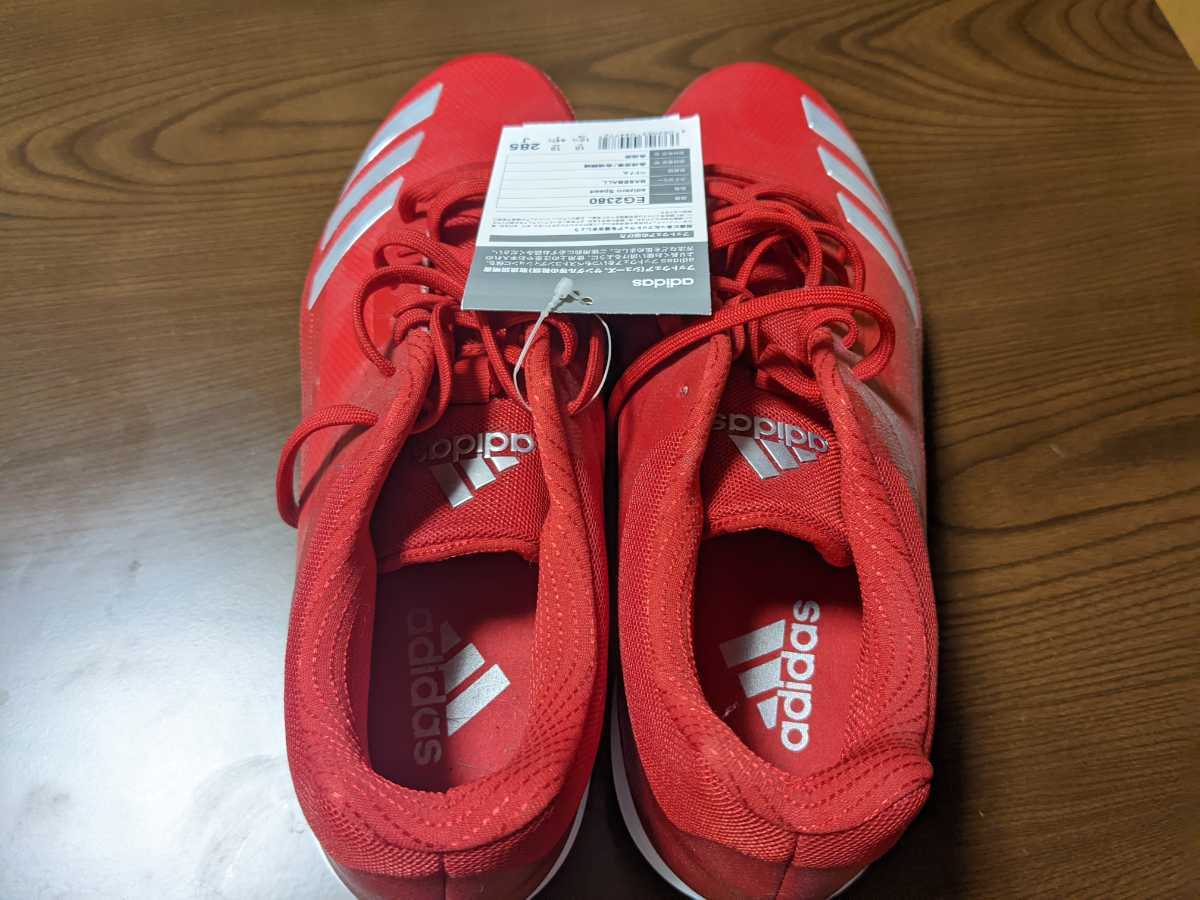 アディダス」adidas スパイク 野球 レッド 新品 28.5cm baseball 合皮 